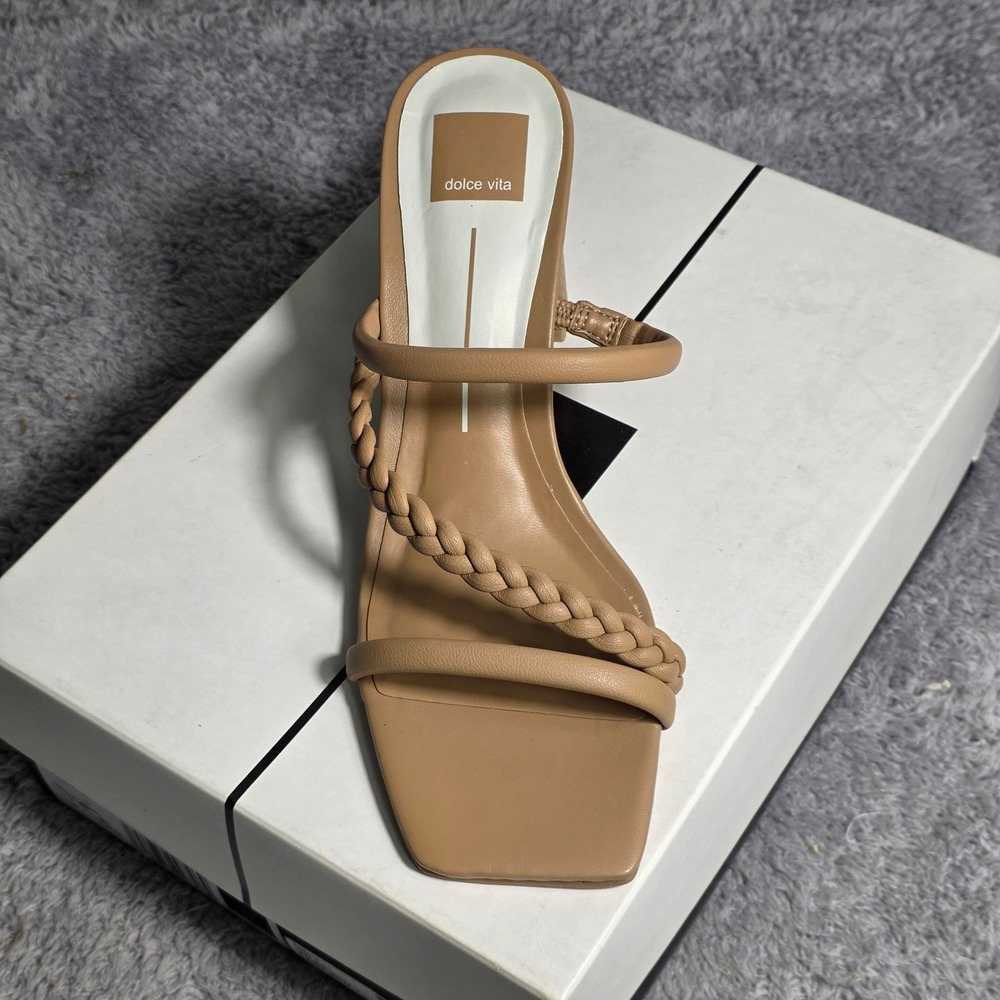 Dolce Vita‎ Nude Tan Heeled Sandals Heels Braided Croc Heel Womens 9.5 NEW - Picture 3 of 5
